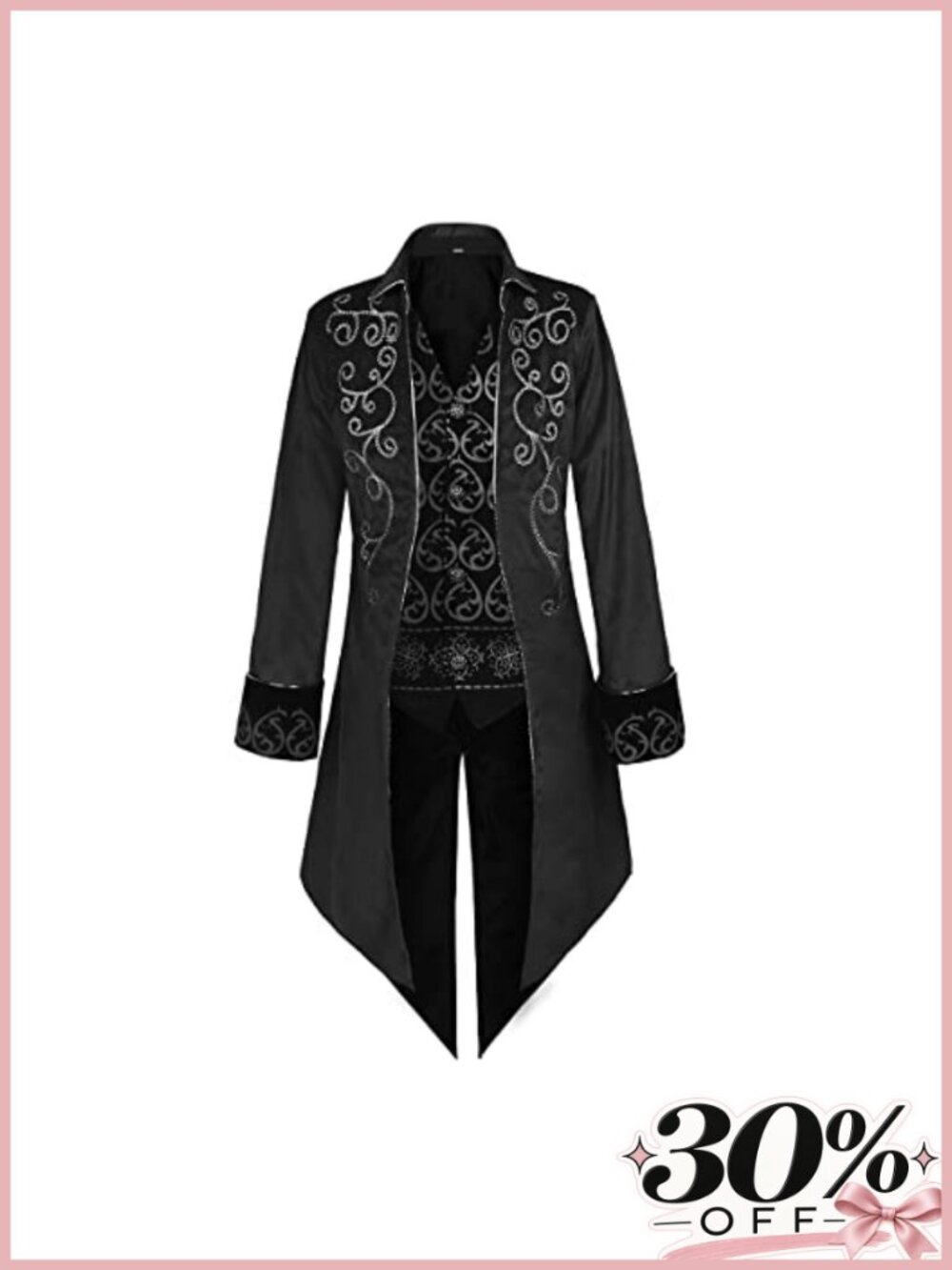 Velvet Embroidered Steampunk Tailcoat Men's Halloween Gothic Cosplay